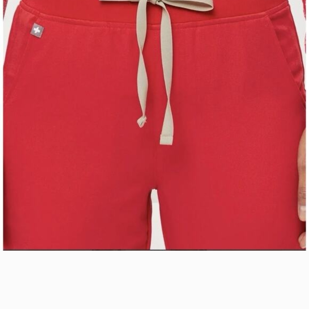 Figs Mens Red Tansen Jogger Scrub Pants with Tan Drawstring M/S, Like New